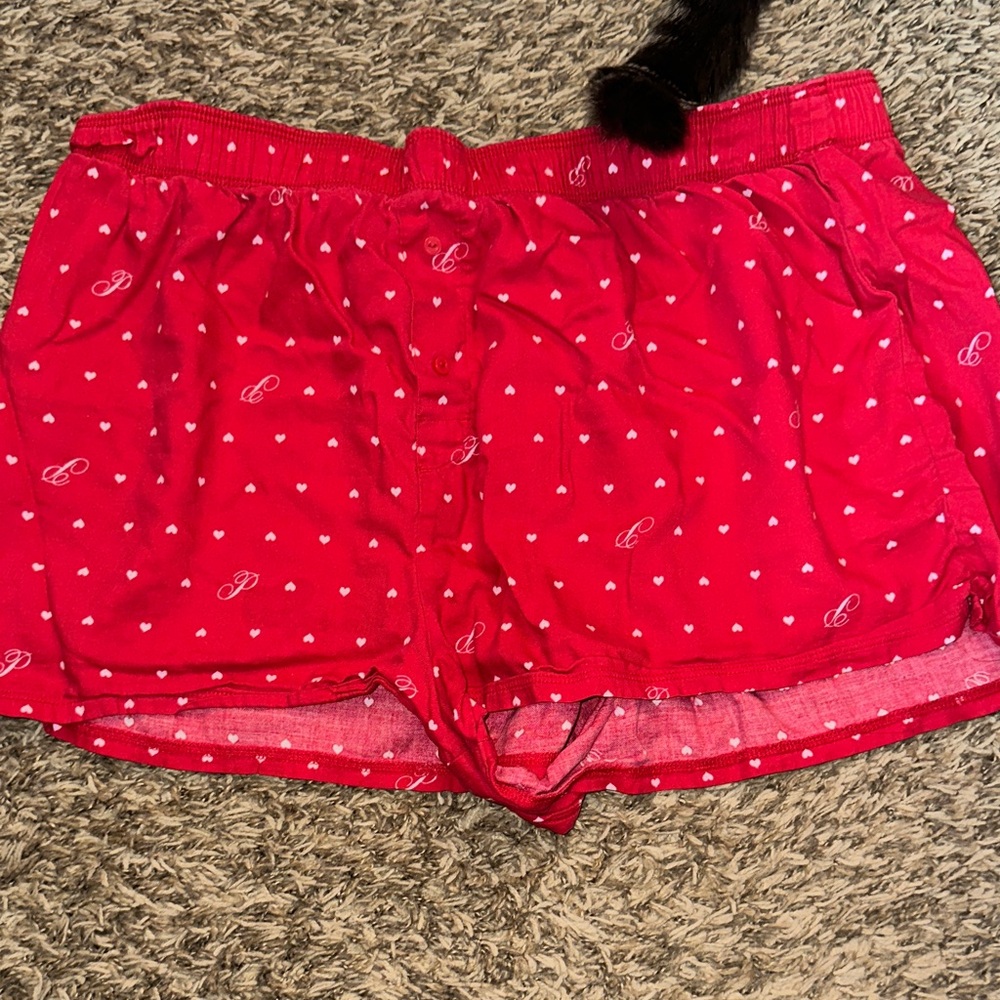 Red Heart-Print Sleep Shorts - Pink Victoria Secret